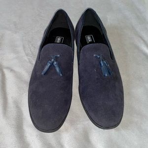 ASOS Tassel Loafers in Navy Blue Faux Suede
